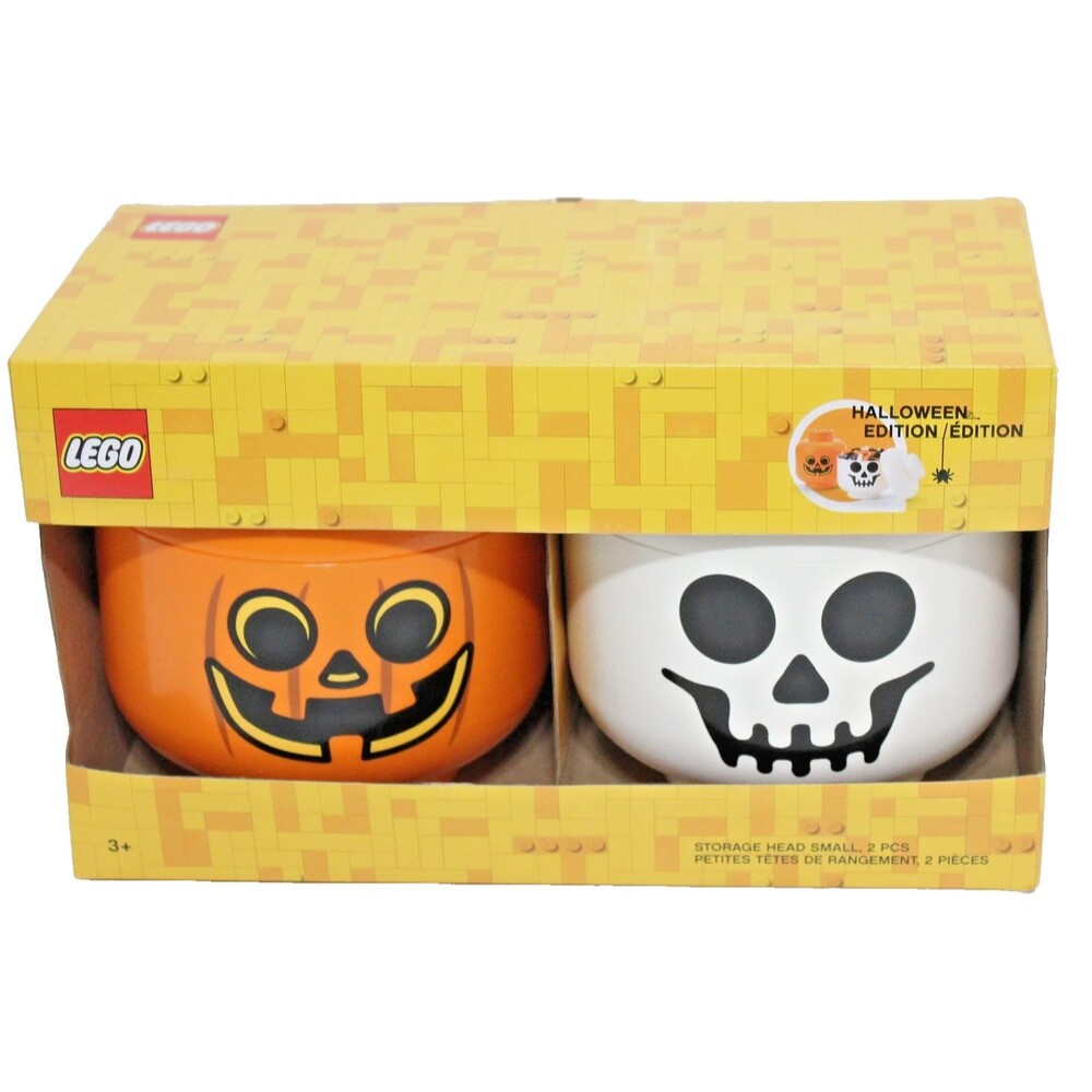 Lego Halloween Edition Small 2 Piece Set Pumpkin & Skeleton Storage Heads